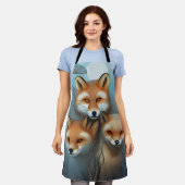 Tablier Momma fox et deux bébés (Porté)