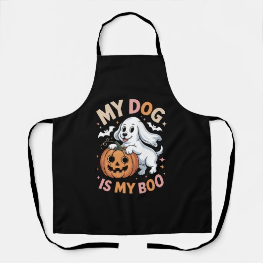 Tablier Mon chien est mon garçon Drôle Halloween (Recto)