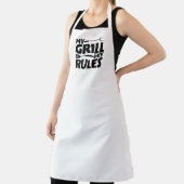 Tablier Mon Grill Mes Règles Drôle BBQ Logo Blanc (Insitu)