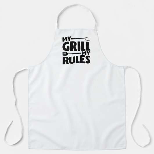 Tablier Mon Grill Mes Règles Drôle BBQ Logo Blanc (Recto)