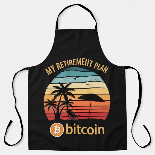 Tablier Mon Plan de Retraite Bitcoin Plage Coucher de Sole (Recto)