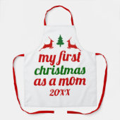 Tablier "Mon premier Noël en maman" cerf rouge (Recto)