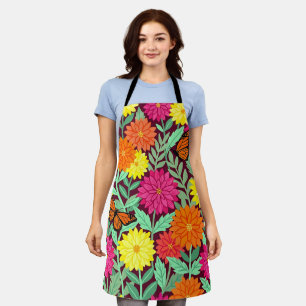 Tablier Monarque aux Dahlias Colorés Abstraits