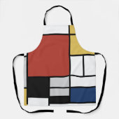 Tablier Mondrian Peinture Rouge Plane Jaune Noir Gris Bleu (Recto)