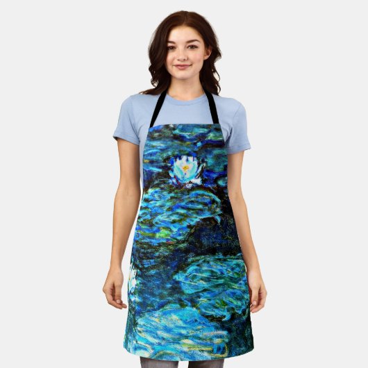 Tablier Monet - Lys d'eau, Bleu, (Porté)