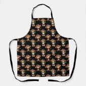 Tablier Monkey Pattern Design Black  (Recto)