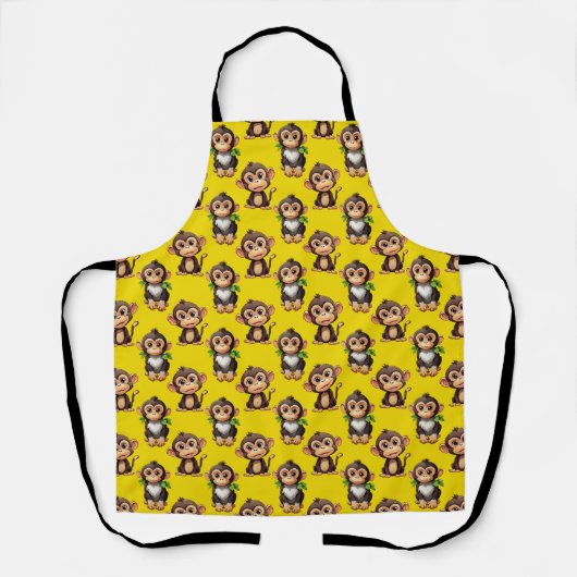 Tablier Monkey Pattern Design Yellow  (Recto)