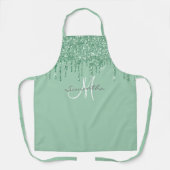 Tablier Monnaie vert Monogramme Parties scintillant goutte (Recto)