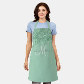 Tablier Monnaie vert Monogramme Parties scintillant goutte (Porté)