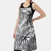 Tablier Monochrome Tropical Leaves Pattern | Elegant Black (Insitu)