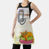 Tablier Monogram Funny Whimsical Chats tendance moderne (Insitu)