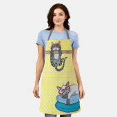 Tablier Monogram Funny Whimsical Chats tendance moderne (Porté)
