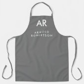 Tablier Monogram Grey Modern Nom personnalisé (Recto)