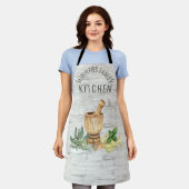Tablier Monogram Kitchen Herbe Wood Nom de famille (Porté)