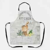 Tablier Monogram Kitchen Herbe Wood Nom de famille (Recto)