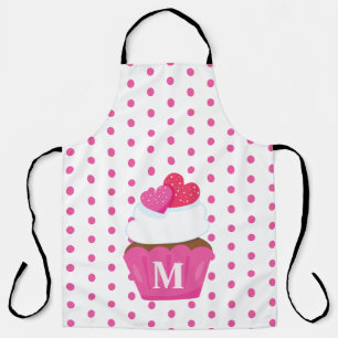 Tablier Monogram Love Hearts Cupcake Polka Dot Valentines