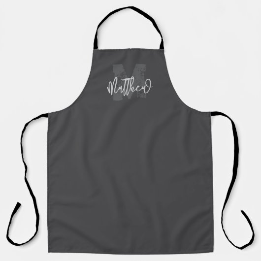 Tablier Monogram Modern Cool Grunge Ajouter Votre Nom (Recto)