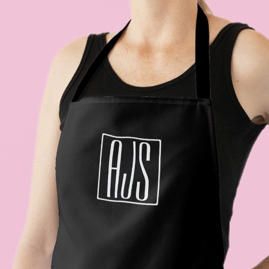 Tablier Monogramme 3 Initiales | Noir & Blanc