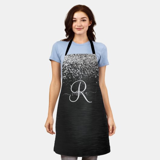 Tablier Monogramme à étincelle noire à Parties scintillant (Porté)