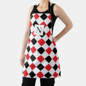 Tablier Monogramme à motif Argyle noir et rouge (Insitu)