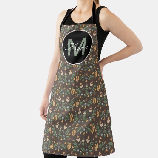 Tablier Monogramme à motif ditsy de glands et de verdure d (Insitu)