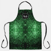 Tablier Monogramme à paillettes fausses vert foncé (Recto)