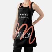 Tablier Monogramme à Script Moderne Rose Noir Chef (Insitu)