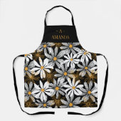 Tablier Monogramme Abstrait de marguerite noire (Recto)