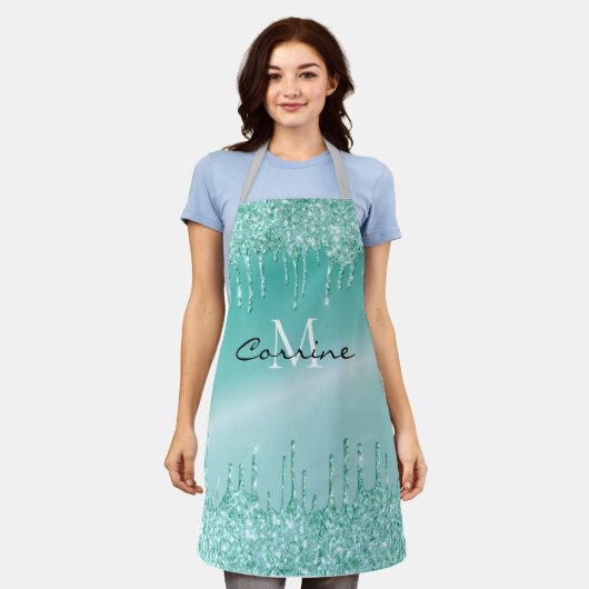 Tablier Monogramme Aqua Blue Driving Parties scintillant T (Porté)