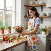 Tablier Monogramme Aquarelle Florale Fille moderne