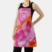 Tablier Monogramme Aquarelle rose orange Abstrait (Insitu)