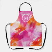 Tablier Monogramme Aquarelle rose orange Abstrait (Recto)