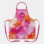 Tablier Monogramme Aquarelle rose orange Abstrait (Recto)