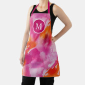 Tablier Monogramme Aquarelle rose orange Abstrait (Insitu)