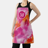 Tablier Monogramme Aquarelle rose orange Abstrait (Insitu)