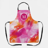Tablier Monogramme Aquarelle rose orange Abstrait (Recto)