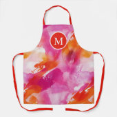 Tablier Monogramme Aquarelle rose orange Abstrait (Recto)