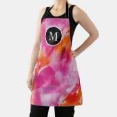Tablier Monogramme Aquarelle rose orange Abstrait (Insitu)