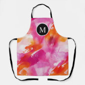 Tablier Monogramme Aquarelle rose orange Abstrait (Recto)