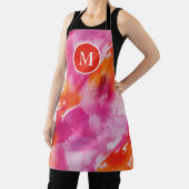 Tablier Monogramme Aquarelle rose orange Abstrait (Insitu)