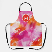 Tablier Monogramme Aquarelle rose orange Abstrait (Recto)