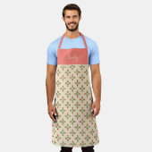 Tablier Monogramme| Art populaire Floral Pink & Green Quil (Porté)