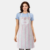 Tablier Monogramme au nœud coquette floral rose vintage (Porté)