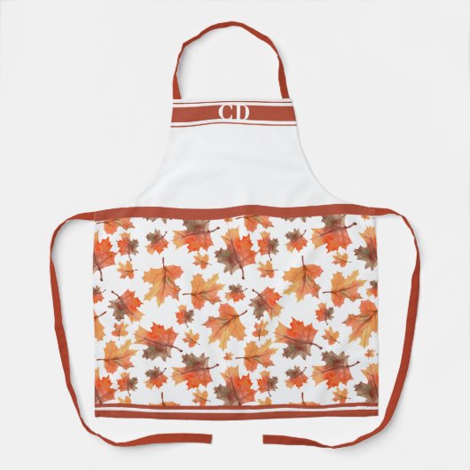 Tablier Monogramme Automne Feuilles D'Érable (Recto)