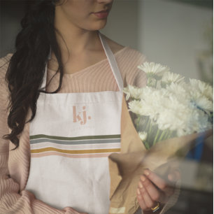 Tablier Monogramme Bandes Rétro Chic 