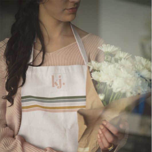 Tablier Monogramme Bandes Rétro Chic 