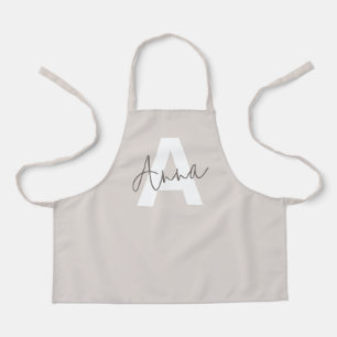 Tablier Monogramme beige moderne personnalisé