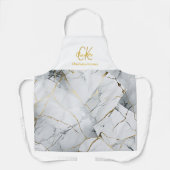 Tablier Monogramme blanc et or moderne (Recto)