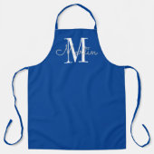 Tablier Monogramme bleu moderne Nom personnalisé Apron (Recto)