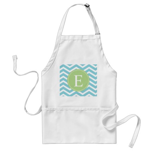 Tablier Monogramme bleu vert Chevron (Devant)